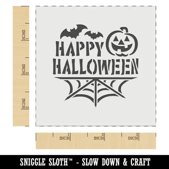Happy Halloween Bats Spider Web Jack-O'-LanternWall Cookie DIY Craft Reusable Stencil {6}