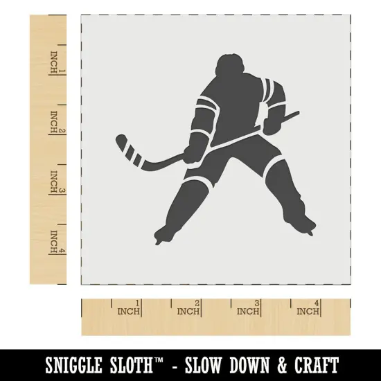 Hockey Player Holding Hockey Stick Wall Cookie DIY Craft Reusable Stencil {7}