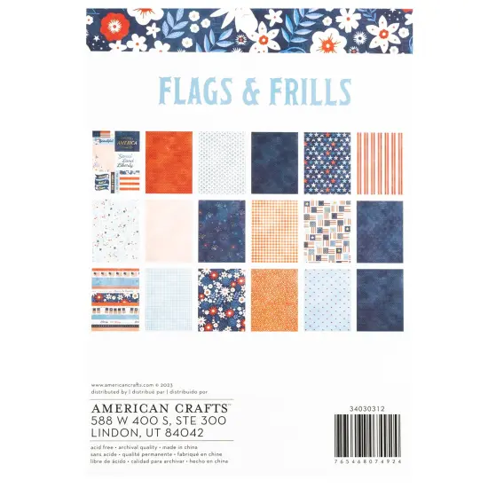 American Crafts Double-Sided Paper Pad 6"X8" 48/Pkg-Gold Foil, Flags And Frills {2}