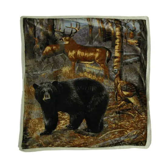 Sherpa Hunter Trophies Silk Touch Throw Blanket 60 Inches By 50 Inches {1}