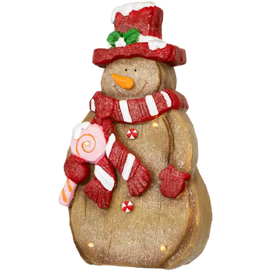 Northlight LED Lighted Gingerbread Snowman with Lollipop Christmas Figure - 15.5" Brown {5}