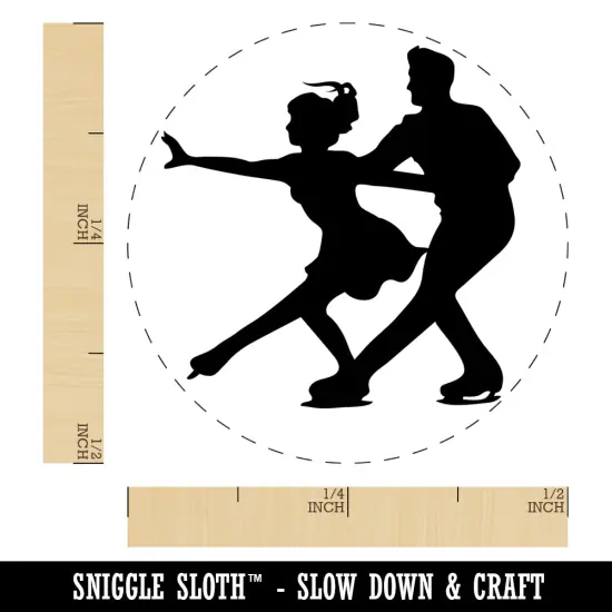 Figure Skating Couple Ice Skaters Self-Inking Rubber Stamp Ink Stamper for Stamping Crafting Planners Brown {1}