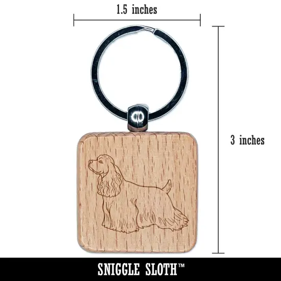 Good-Natured Cocker Spaniel Pet Dog Engraved Wood Square Keychain Tag Charm {2}