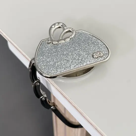 Wrapables Stylish Purse Hook Hanger, Foldable Handbag Table Hanger, Silver Handbag {3}
