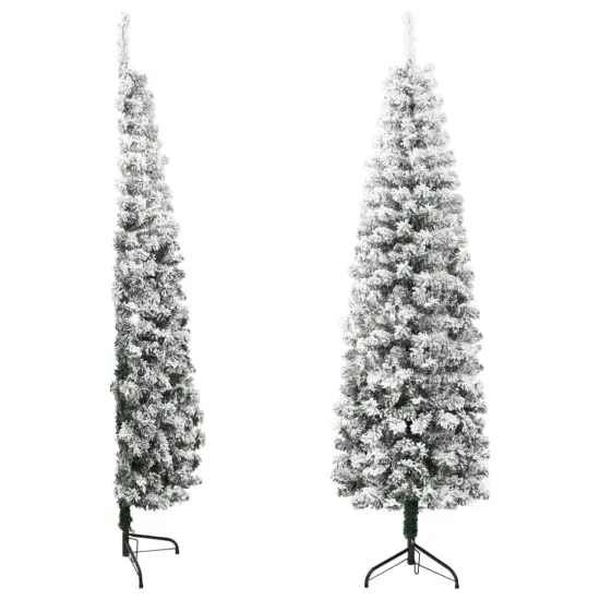 Slim Artificial Half Christmas Tree with Flocked Snow {2}
