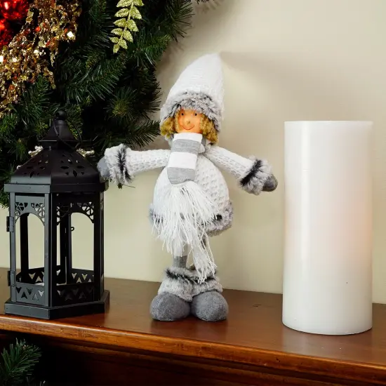 Northlight Wintry Boy Standing Christmas Figurine - 13" Gray {4}
