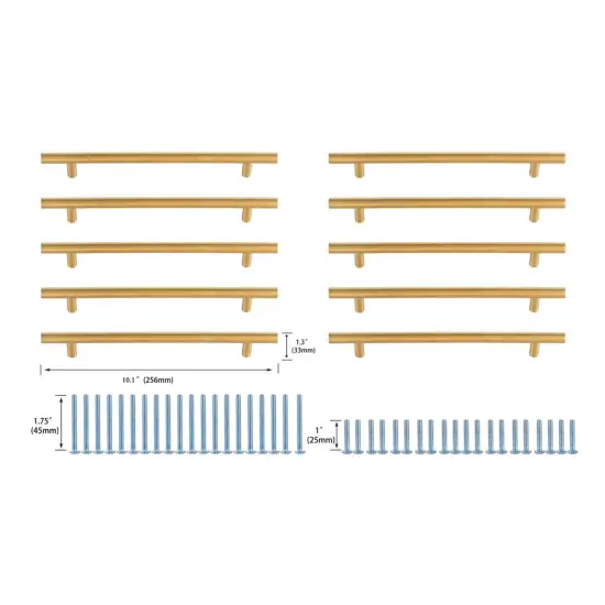 Quinn 7-9/16" Center to Center Brass Bar Pull Multipack (set of 10) {6}