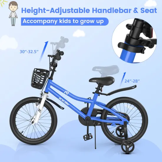 18 Feet Kid's Bike with Removable Training Wheels Navy {6}