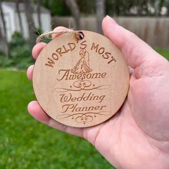 Worlds most Awesome Wedding Planner - Ornament - Raw Wood {3}