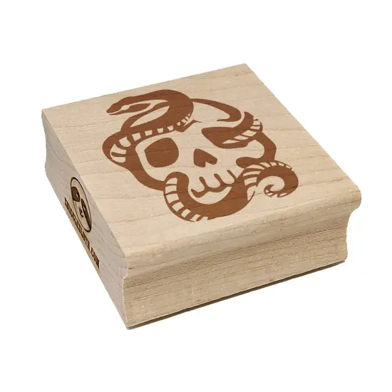 Sinister Skull with Snake Serpent Square Rubber Stamp for Stamping Crafting {7}