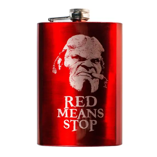 8oz RED Red Means Stop Flask {1}