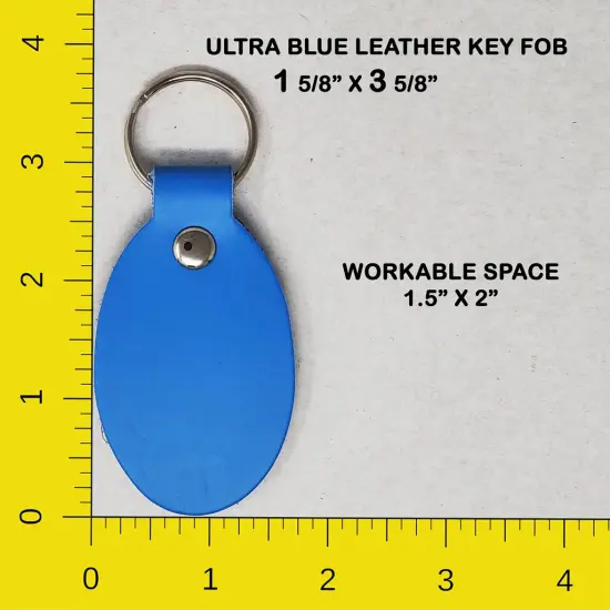 Oval Leather Keychains Kit &ndash; Full-Grain Latigo, DIY Personalization Ready, 10 Pack Ultra Blue {2}