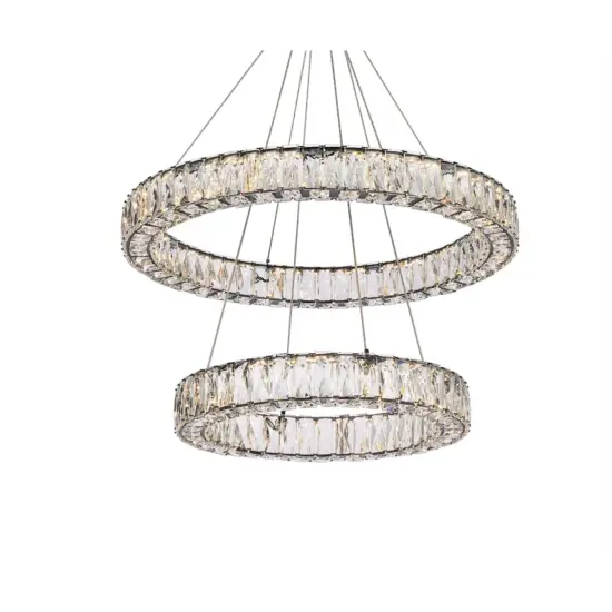 Monroe 28 inch LED double ring chandelier in black {3}