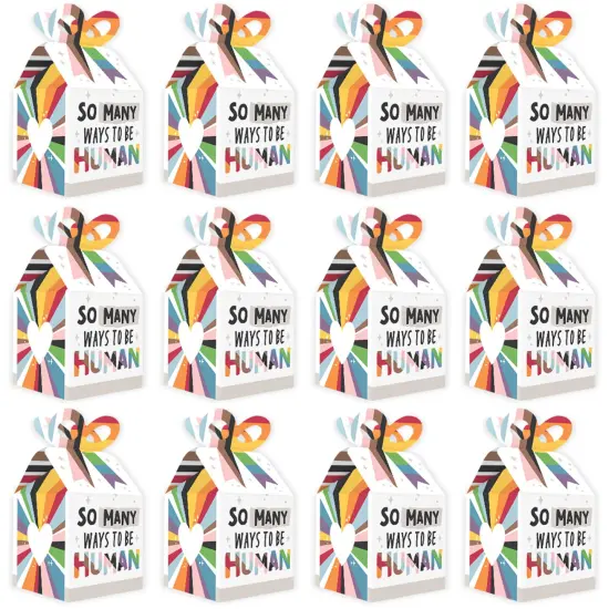 Big Dot of Happiness So Many Ways to Be Human - Square Favor Gift Boxes - Pride Party Bow Boxes - Set of 12 {6}