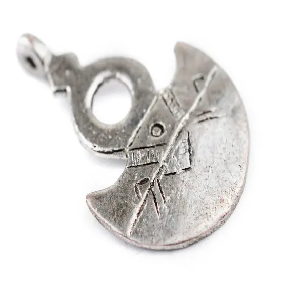 The Bead Chest Engraved Tuareg Moon Pendant: North African Tribal Berber Moroccan Sahara Pendant for Jewelry {4}