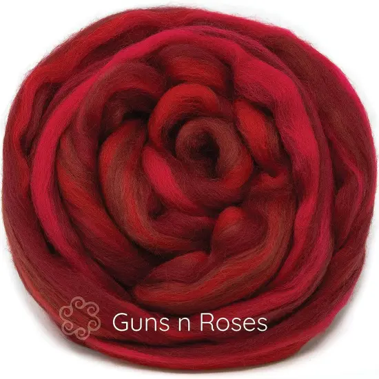 100% Merino Wool Roving. Soft Colorful Combed Top Roving for Felting, Spinning, Fiber Arts. Guns & Roses {1}