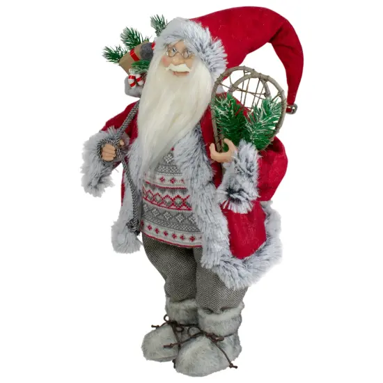 Northlight 18" Standing Santa Christmas Figure with Snow Shoes and Presents Red {6}