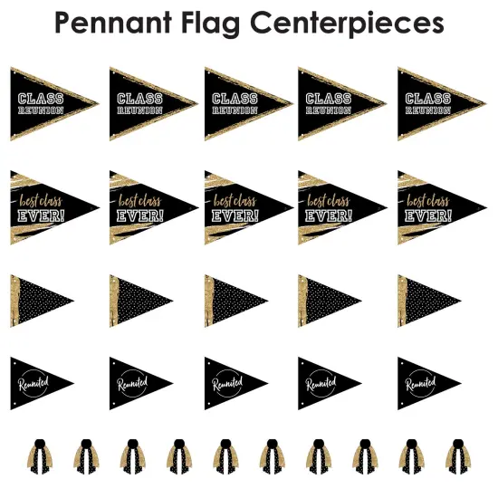 Big Dot of Happiness Reunited - Triangle School Class Reunion Party Photo Props - Pennant Flag Centerpieces - Set of 20 {7}