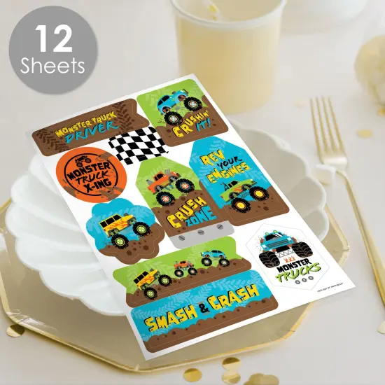 Big Dot of Happiness Smash and Crash - Monster Truck - Boy Birthday Party Favor Sticker Set - 12 Sheets - 120 Stickers {4}