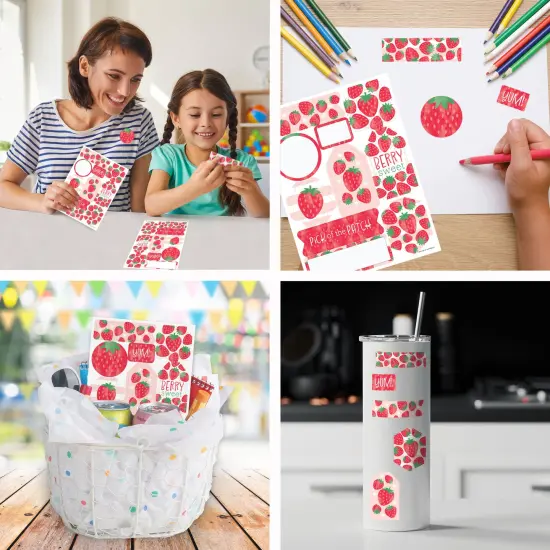 Big Dot of Happiness Berry Sweet Strawberry - Fruit Themed Birthday or Baby Shower Party Favor Sticker Set - 12 Sheets - 120 Stickers {6}
