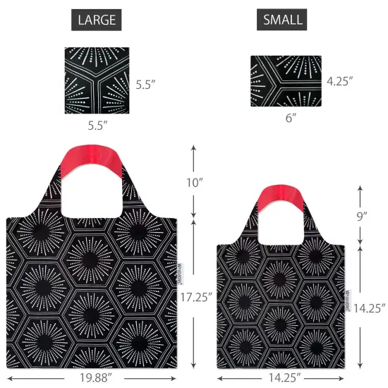 Wrapables Large & Small Allybag Foldable & Lightweight Reusable Grocery Bags (Set of 2) Starburst {2}