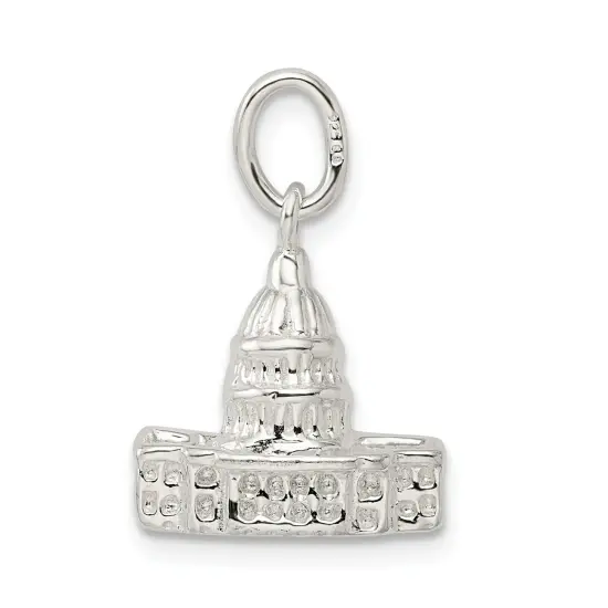 Sterling Silver Capitol Building Charm Pendant Jewelry 23mm x 15mm {3}