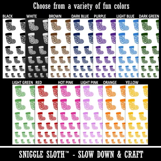 Christmas Holiday Stocking with Stars and Snowflakes Temporary Tattoo Water Resistant Fake Body Art Set Collection Light Green {2}