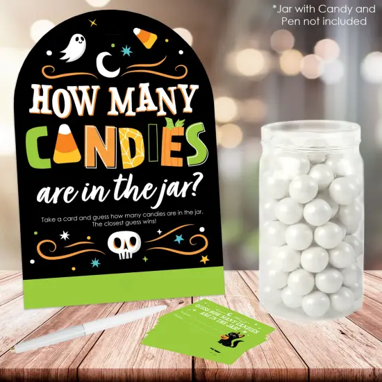 Big Dot of Happiness Jack-O'-Lantern Halloween - How Many Candies Kids Halloween Party Game - 1 Stand and 40 Cards - Candy Guessing Game {3}