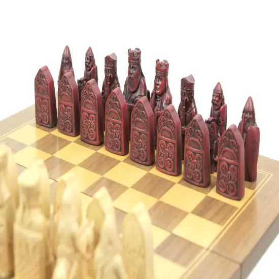 Ancient Scottish Isle Of Lewis Style Chess Set With Chessmen and Board {5}