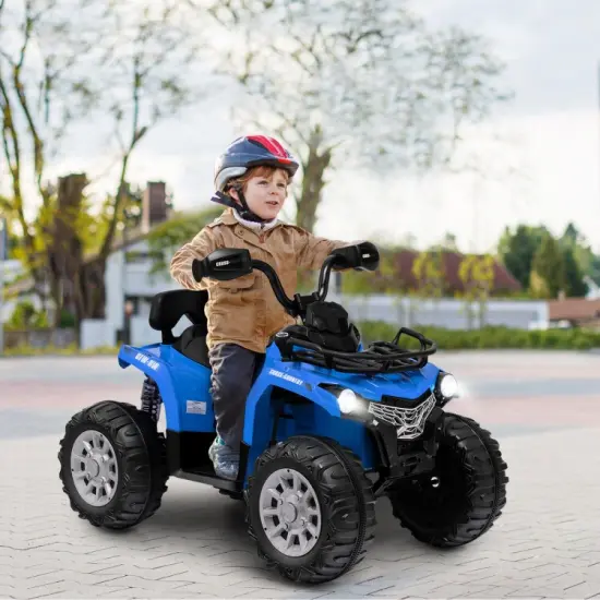 Kids Ride On Car Toy 4 Wheeler with MP3 and Headlights Ideal Gift for Birthdays or Christmas Blue {6}