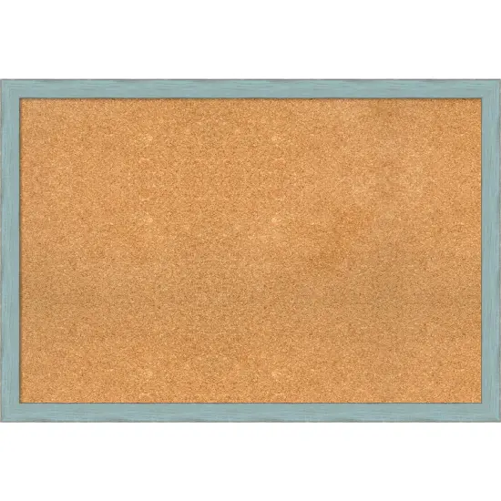 Sky Blue Rustic Wood Framed Corkboard, Natural Cork {1}