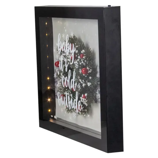Northlight LED Lighted Framed 3D "Baby It's Cold Outside" Christmas Wall Art - 14" - Black {5}