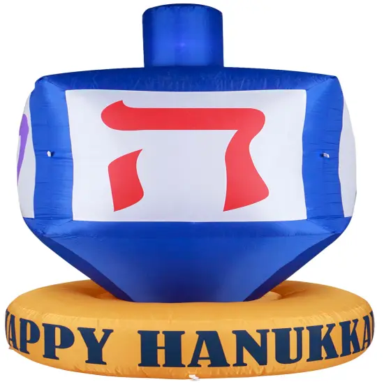 Giant Hanukkah Inflatable Dreidel - Yard Decor with Built-in Bulbs, Tie-Down Points, and Powerful Built in Fan {1}