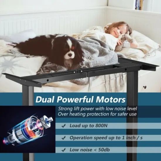 Electric Standing Desk Frame with Adjustable Height and Press Button Controller Black {2}