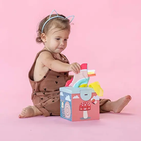 Sensory Crinkle Tissue Box for Toddlers. STEM Montessori Toy with Colorful Soft Scarves and Crinkling Blankies {3}