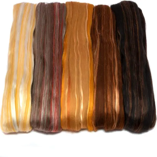 5oz Merino Silk Luxe Blends - Roving for Spinning, Felting, and Blending. Merino Wool + Glossy Mulberry Silk + Premium Tussah Silk. Pralines {2}