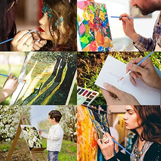 60-Piece Paint Brush Set Round and Flat Small Brushes Bulk for Detail Painting {3}