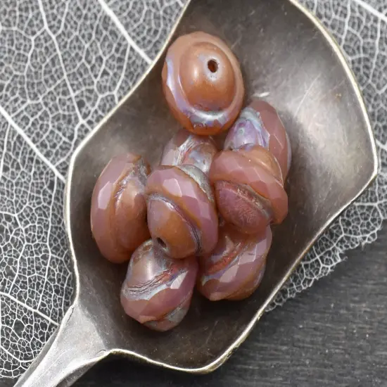 *10* 8x10mm Vintage Pink Opaline Picasso Saturn Beads {2}