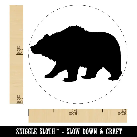Fuzzy Grizzly Bear Silhouette Self-Inking Rubber Stamp for Stamping Crafting Planners Lime Green {1}