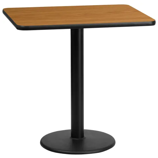 Emma and Oliver 24"x30" Rectangular Laminate Table with 18" Round Table Base Black {4}