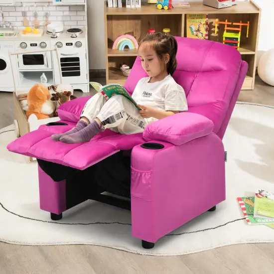Kids Recliner Chair with Cup Holders Suitable for Children's Room, Living Room and Bedroom Pink {2}