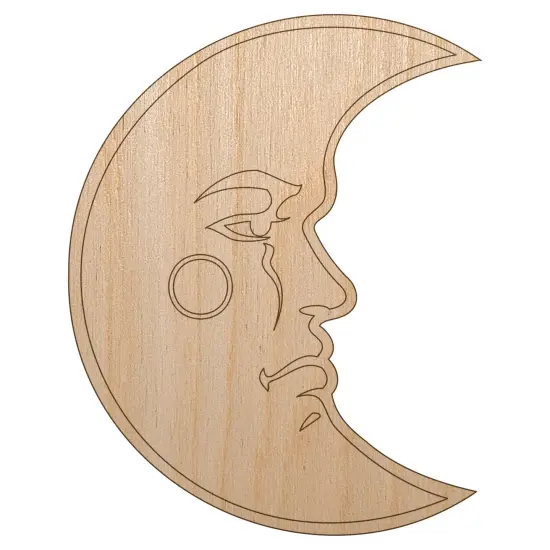 Heraldic Moon Face Unfinished Wood Shape Piece Cutout for DIY Craft Projects {2}