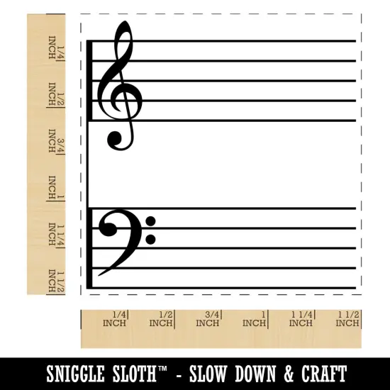 Music Staff Treble and Bass Clef Self-Inking Rubber Stamp Ink Stamper Red {1}