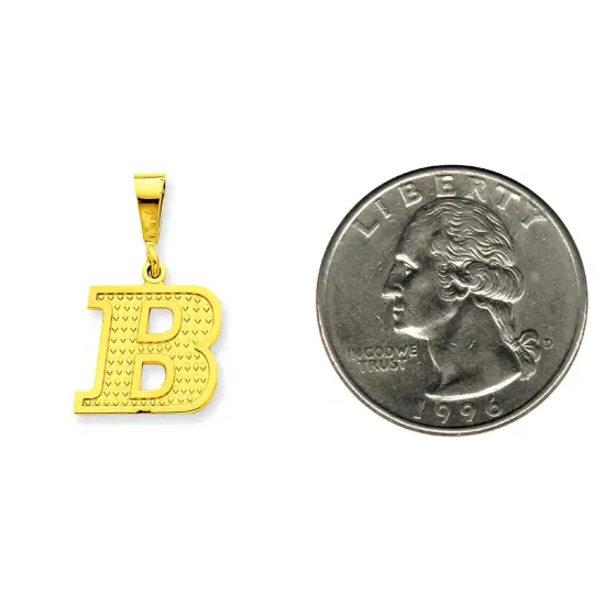 14K Yellow Gold Initial B Charm Letter Pendant Jewelry 26mm x 15mm {2}