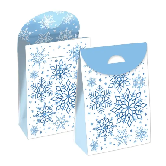 Big Dot of Happiness Blue Snowflakes - Winter Holiday Gift Favor Bags - Party Goodie Boxes - Set of 12 {1}