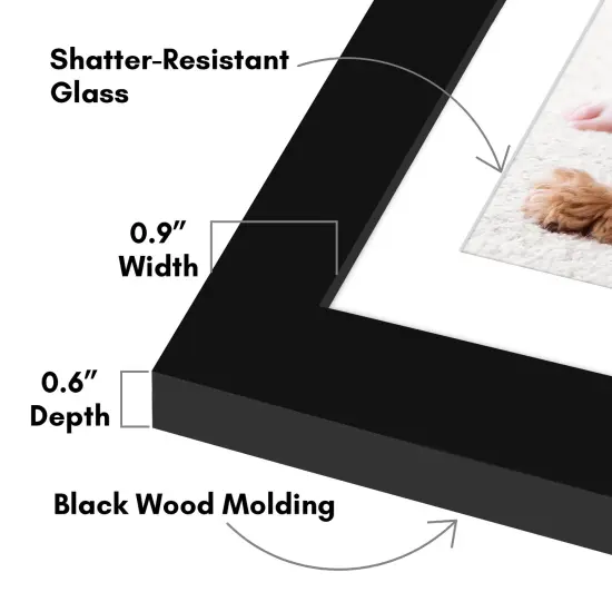 Americanflat Picture Frame with Mat - Photo Frame for Wall Display - Shatter Resistant Glass - Adjustable Hanging Hardware - Includes Easel - Black {3}