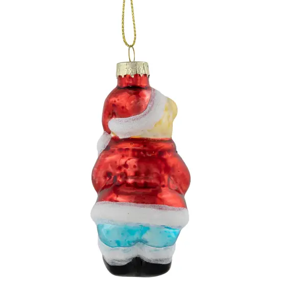 Northlight Santa Bear with Gift Bag Glass Christmas Ornament - 3.25" - Red {6}