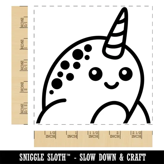Peeking Narwhal Square Rubber Stamp for Stamping Crafting {1}