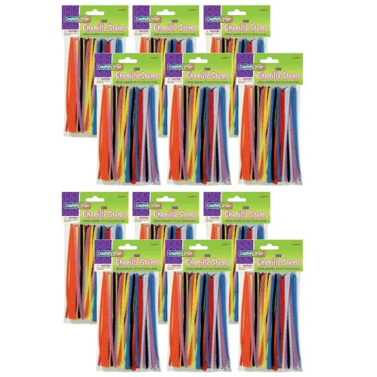 Regular Stems, Assorted Colors, 6" x 4 mm, 100 Count Per Pack, 12 Packs {1}