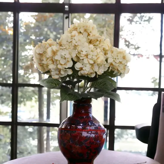 6-Pack: UV Resistant Beige Hydrangea Bush with 7 Lifelike Silk Flowers & Leaves - Perfect for Indoor & Outdoor Decor, Floral Arrangements & Home Accents - Floral Home by Artificial Flowers {4}